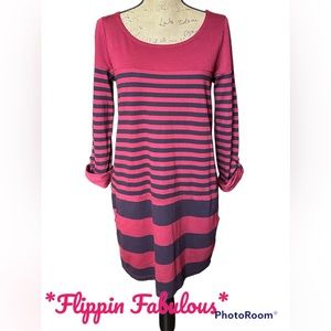Splendid Womens maroon/Black Striped Dress Size large